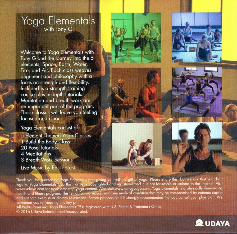YOGA ELEMENTALS WITH TONY G USB DRIVE (NO DVDS) & PROGRAM GUIDE NEW