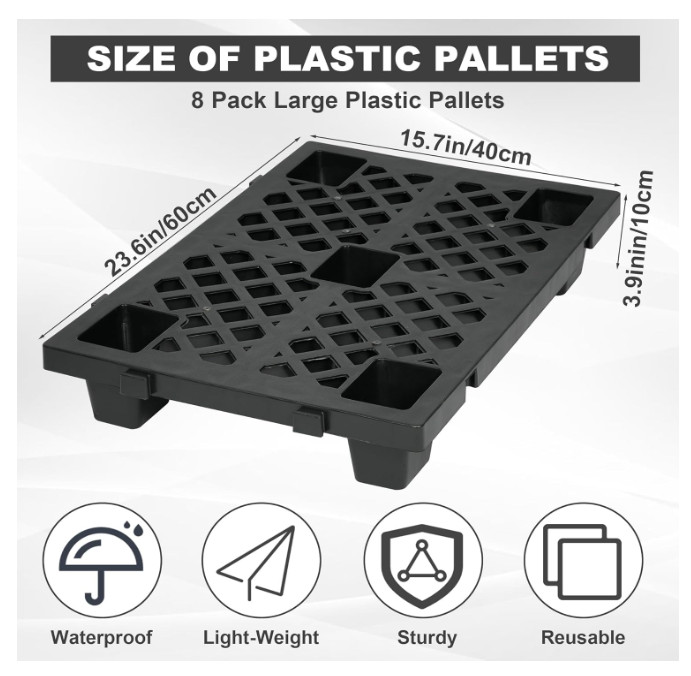 8Pcs Plastic Pallets Lightweight Moisture-Proof Floor Pallet Interlocking
