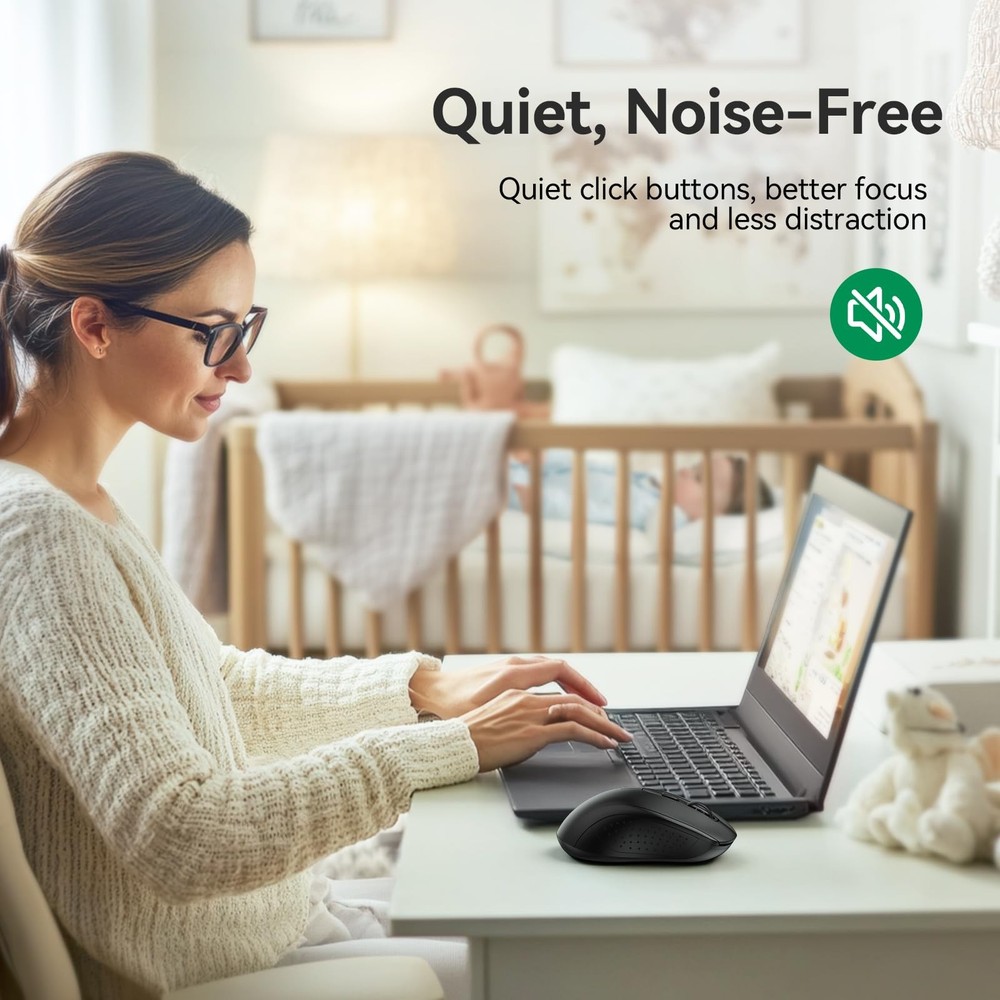 Silent Wireless Mouse, Bluetooth 5.0, 2.4G, 4000DPI, 6 Button, USB-A Receiver