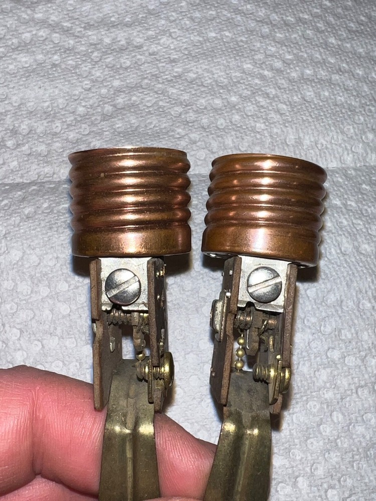 1920’s Antique Pull Chain Candlestick k Socket Arrow (Pair)