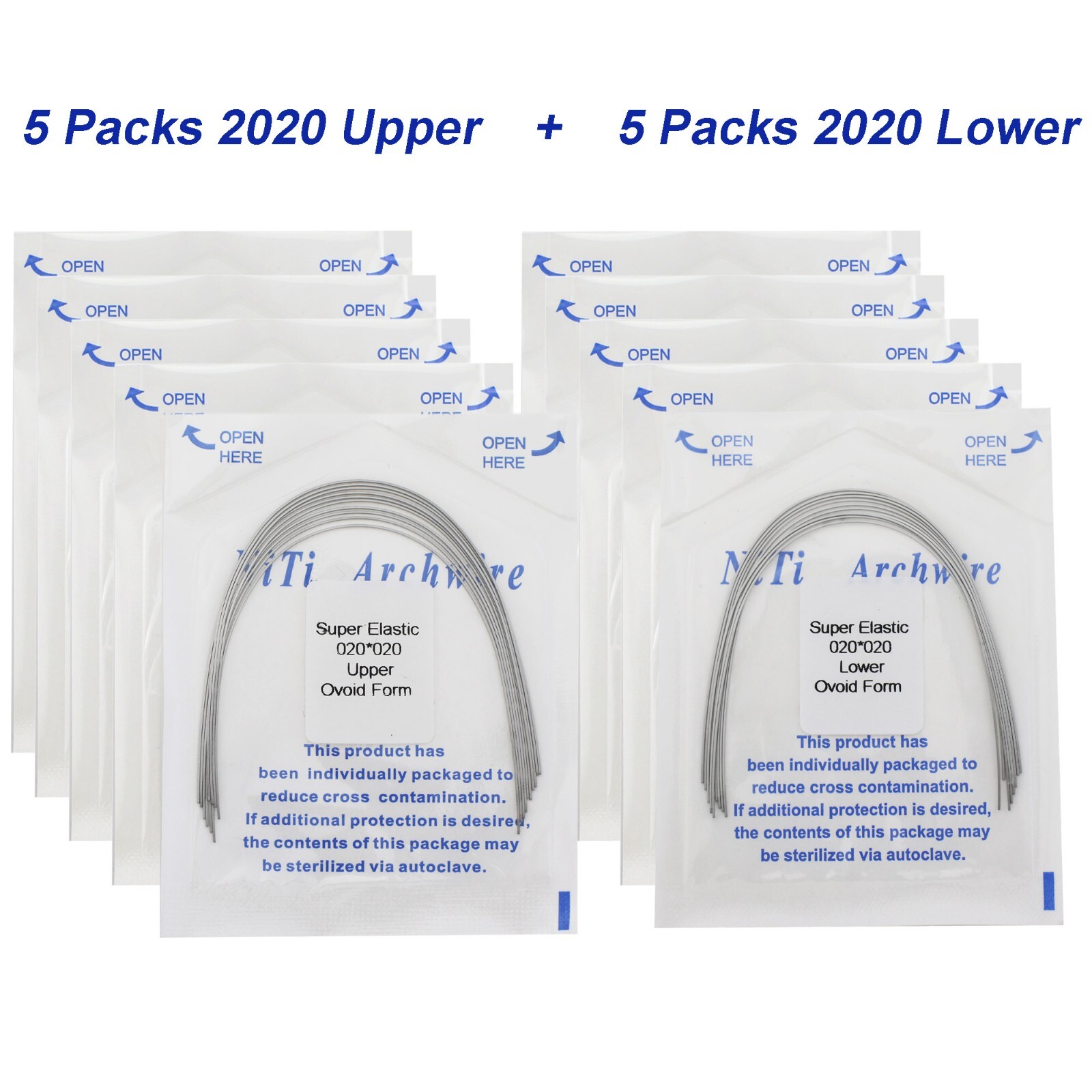 100Pcs Dental Orthodontic Arch Wire NiTi Stainless Steel Ovoid Round Rectangular