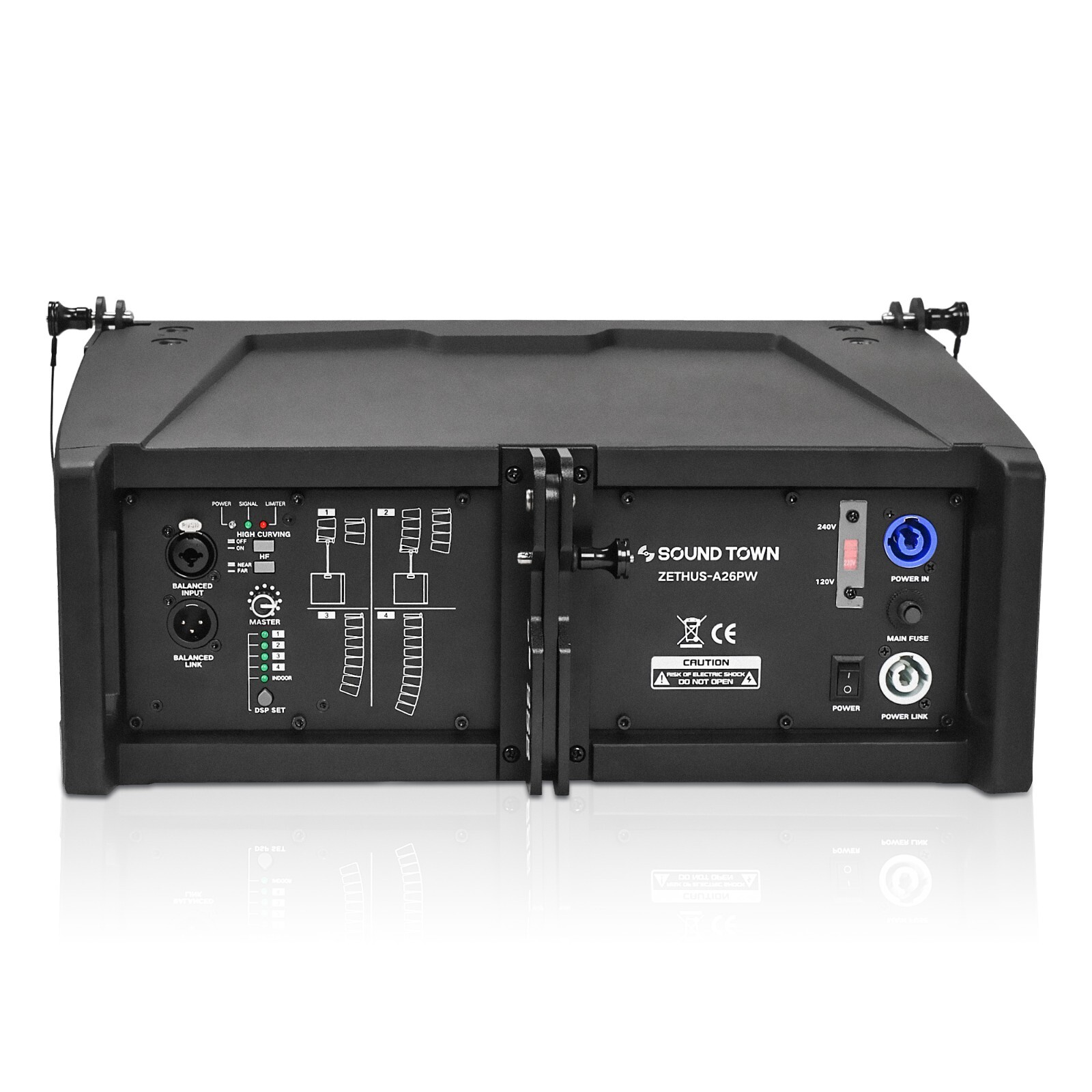 Sound Town Pair 2x6.5" Powered Line Array Speaker,4 Presets(ZETHUS-A26PW-PAIR)