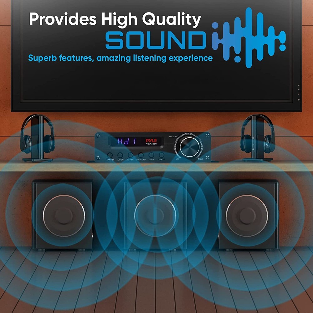 PyleHome PFA560BT Compact 5.1-Channel Wireless Bluetooth Amplfier