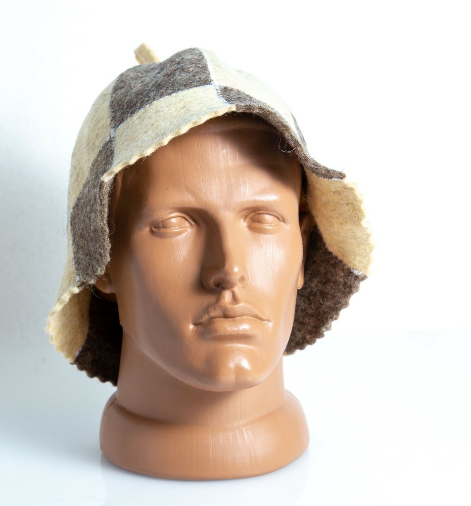 Sauna Hat Sheep Wool FELT Russian Banya cap CHESS כובע לסאונה