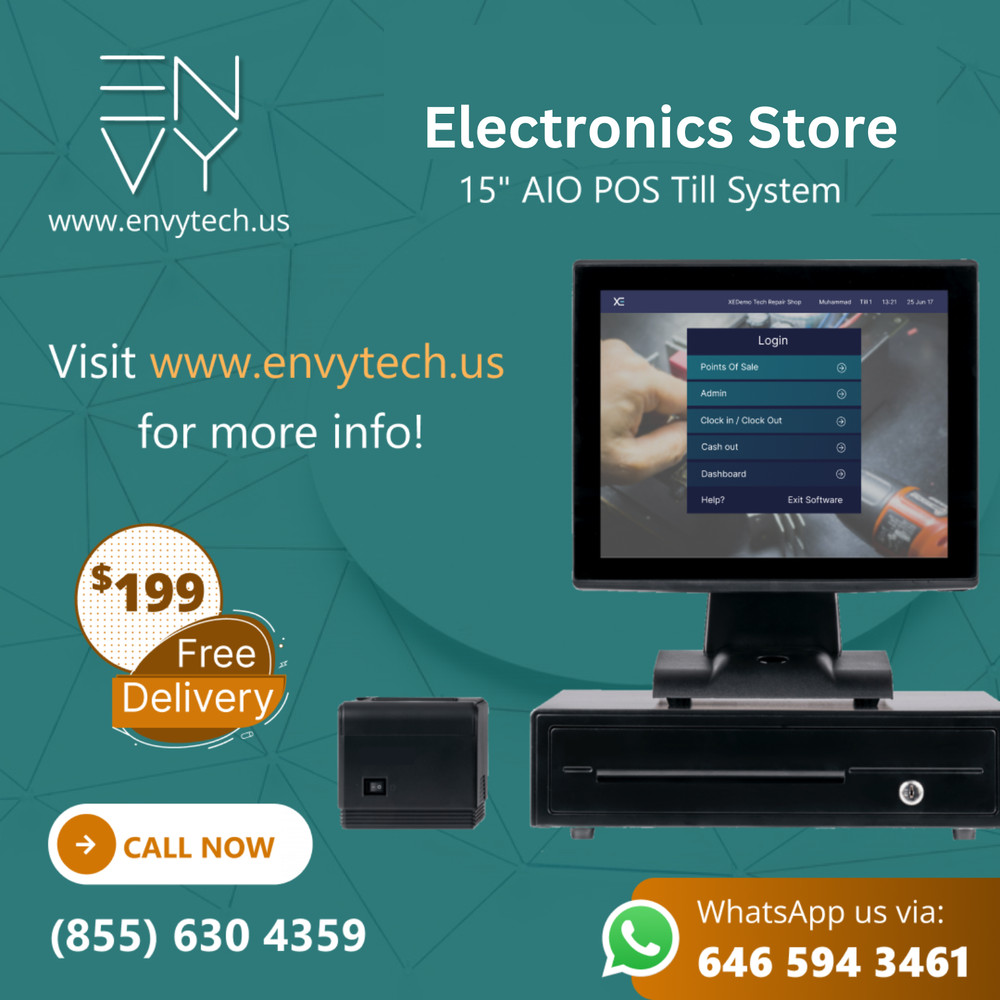 15" Touchscreen POS Cash Register Till System For  Electronics Stores