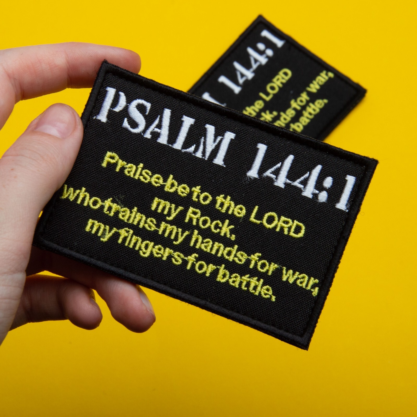 Psalm 144:1 Tactical Patch – Hook & Loop Embroidered Christian Morale Badge
