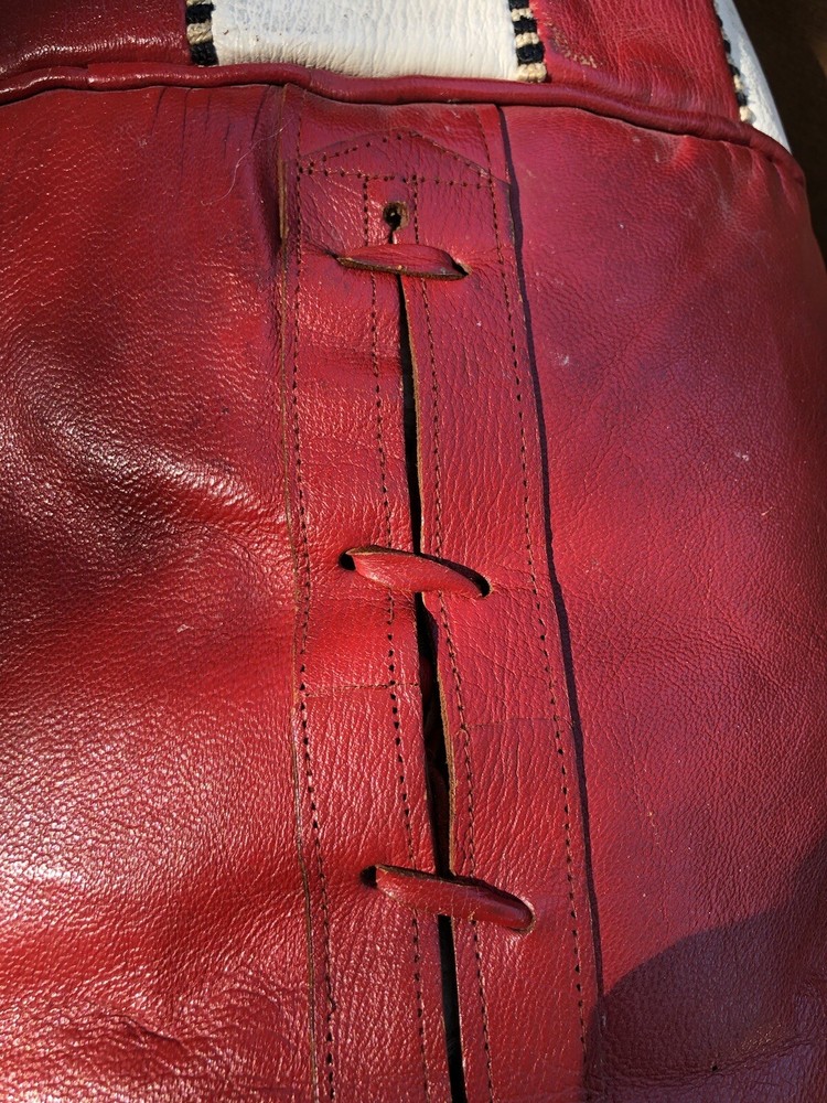 2 Antique Mid Eastern Leather Embroidery SADDLE Cushions