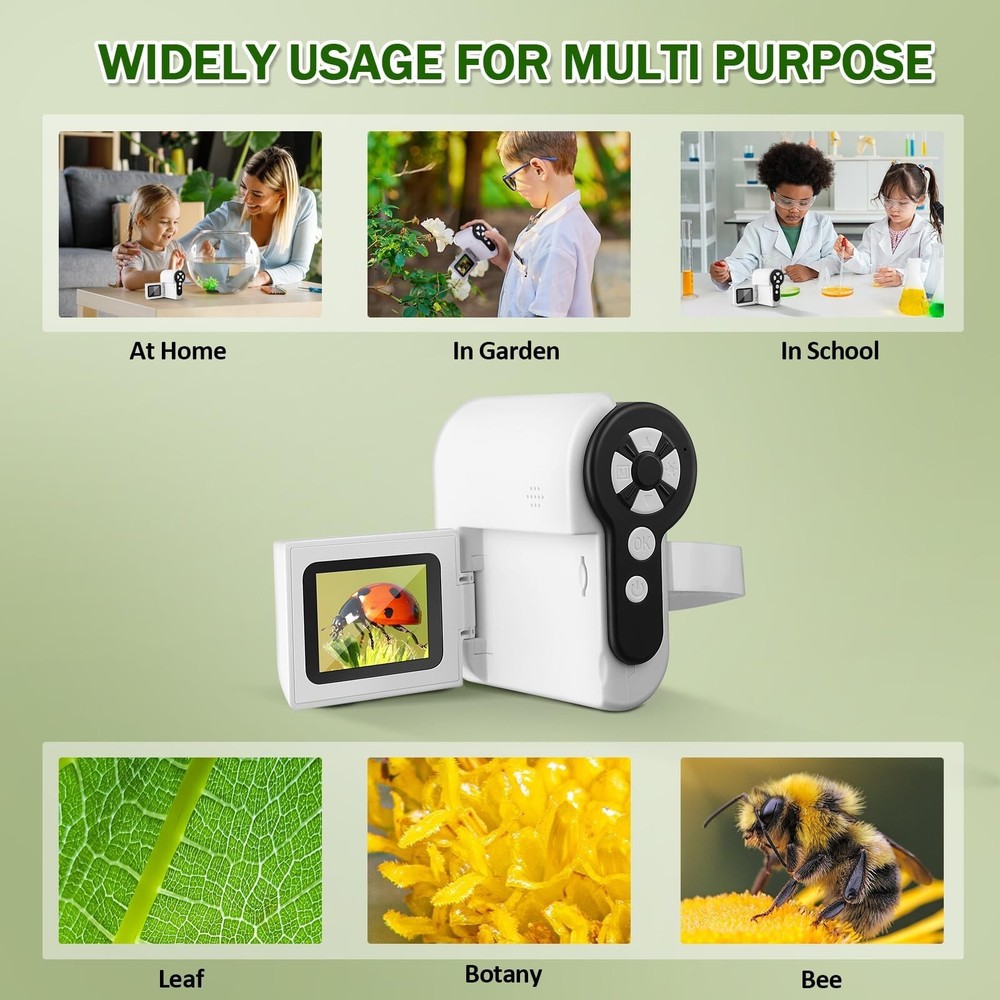 Microscope for Kids, 1000X Handheld Kids Microscope with 6 Adjustable LED Lig...