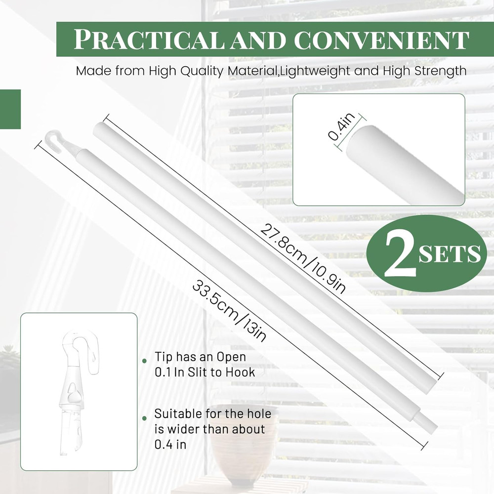 2 Sets 24Inch Blind Wand Replacement with Hook, Blind Opener Horizontal Window B
