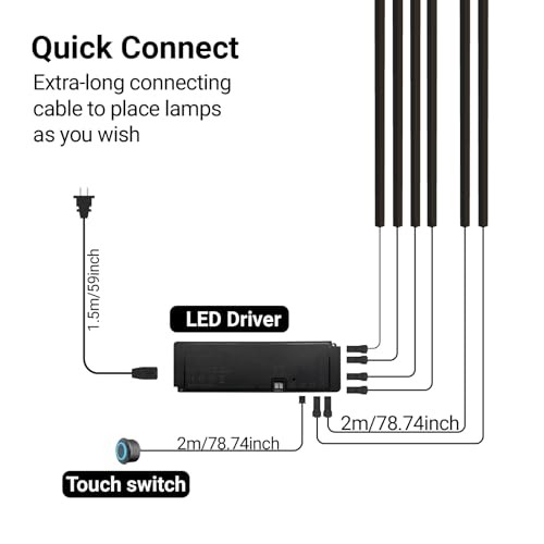Black LED Recessed Lighting Kit - 6 PCS 16-16-Inch - Warm White 3000K - 6 Pack