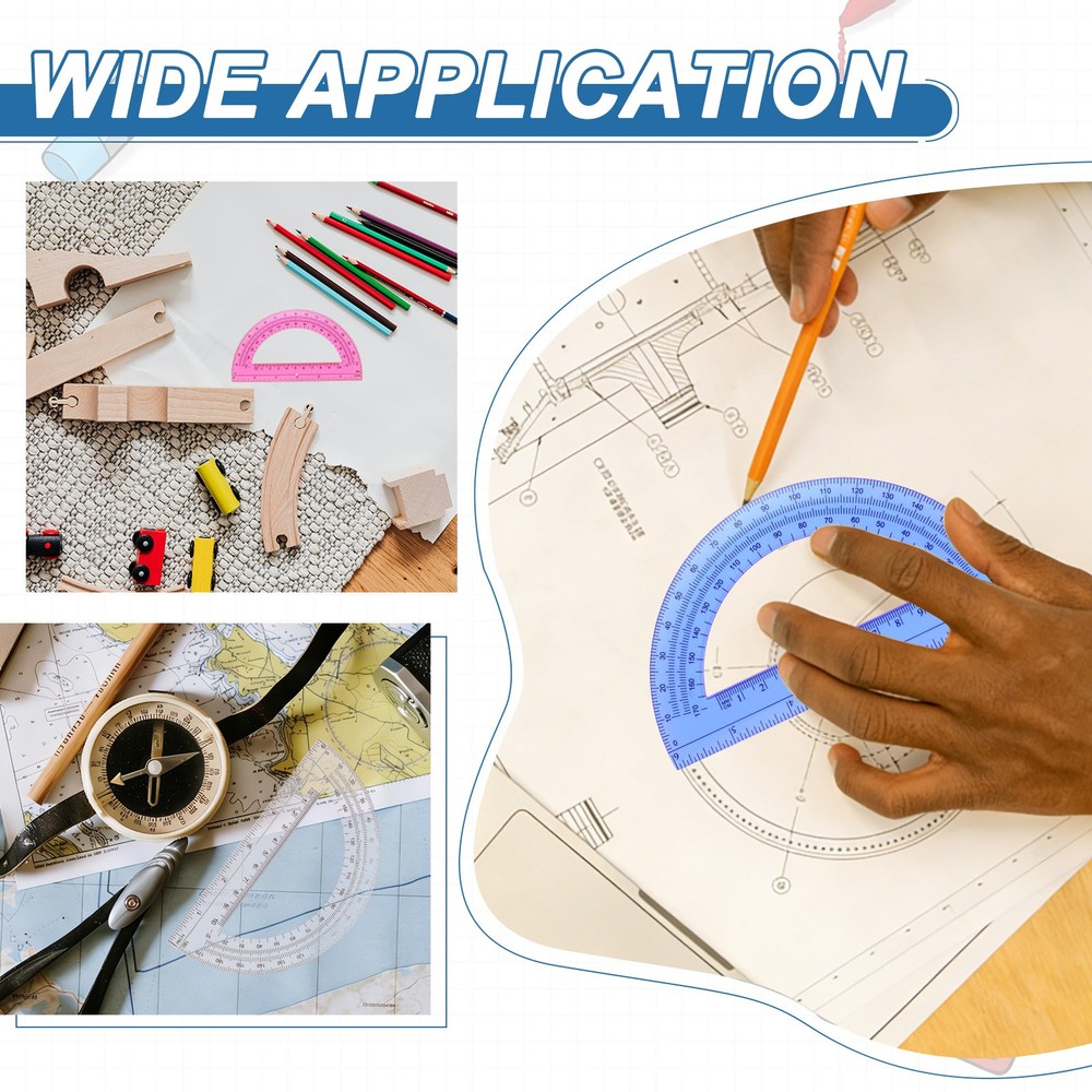 Plastic Protractor, 6 Pack Protractors 6 Inch 180 Degrees Geometry Tool, Green