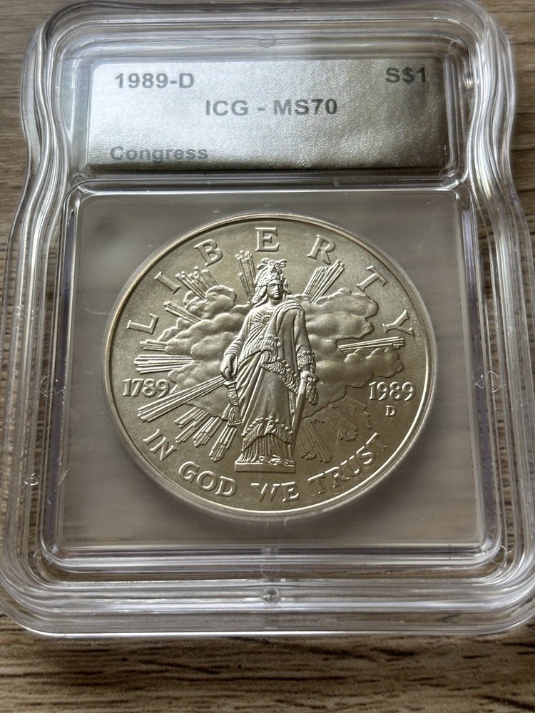 1989-D Congress Commemorative Silver Dollar MS70 ICG