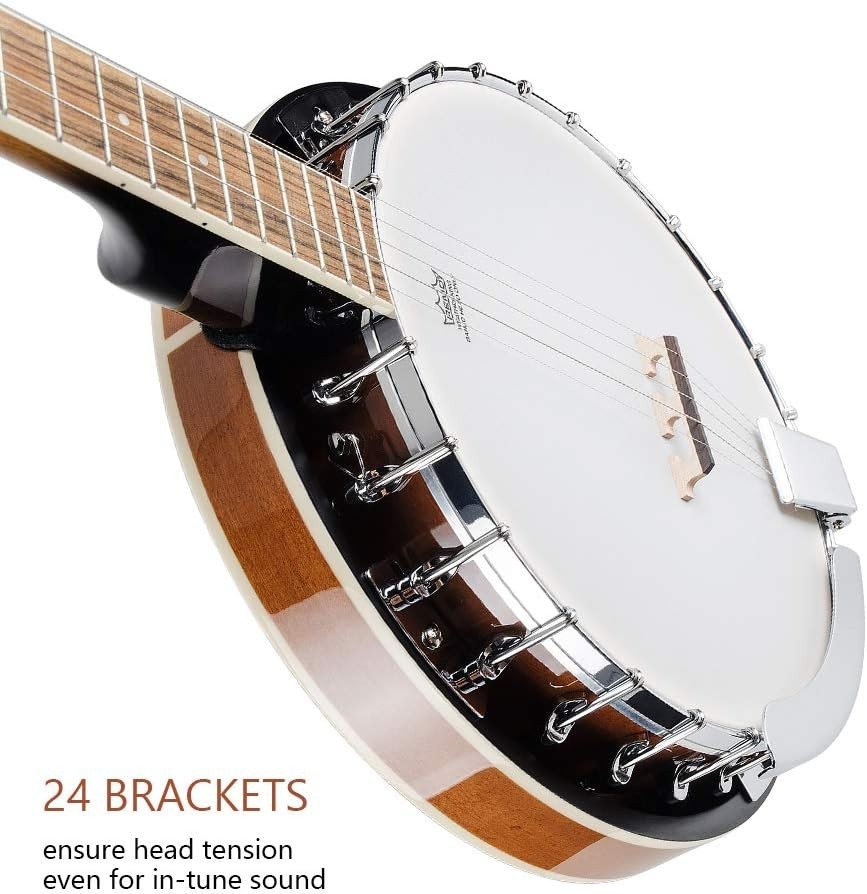5-String Banjo Set with Remo Drum Head & Complete Beginner Kit - 38 Inch