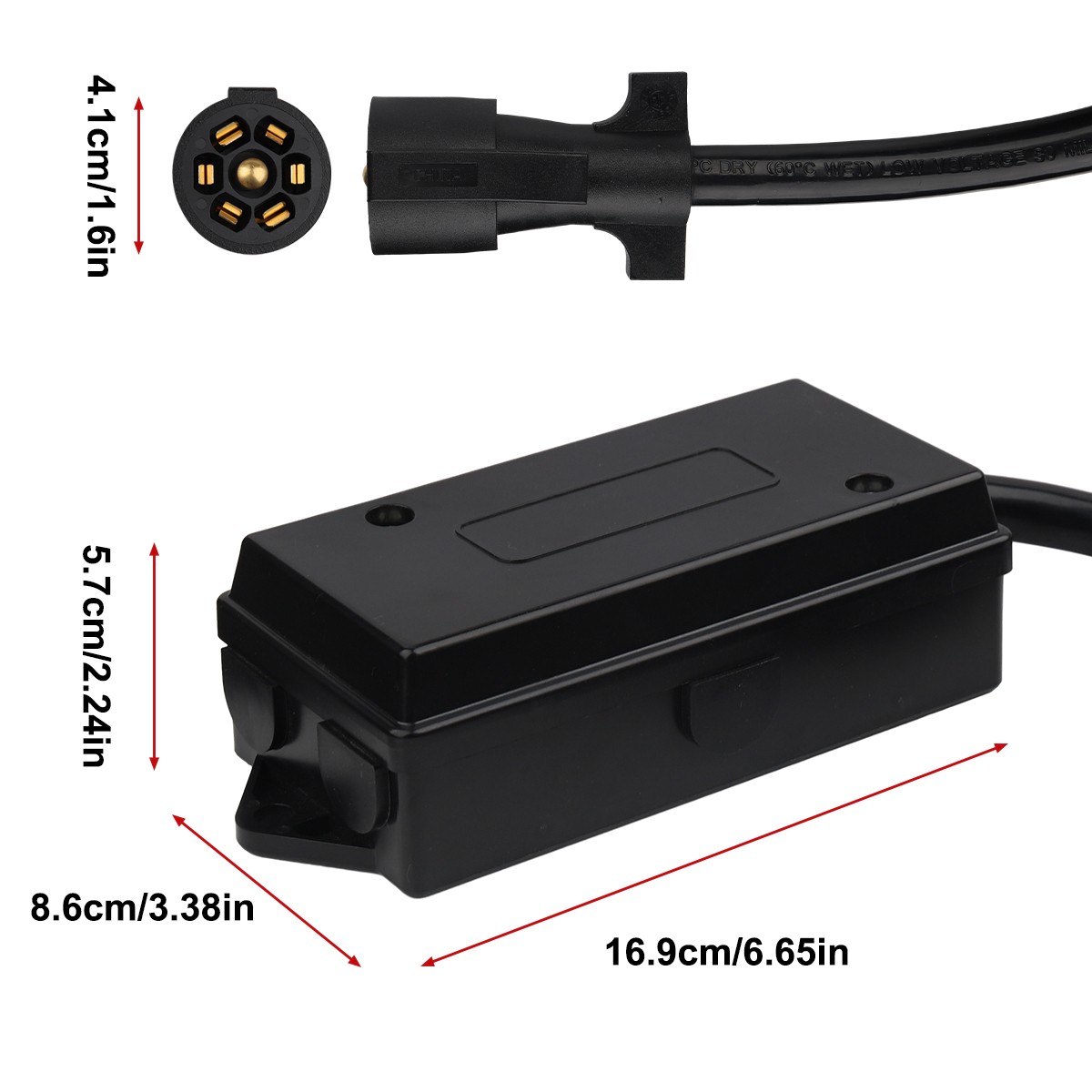 7-Way Trailer Plug 7 Pin Trailer Weatherproof Trailer Wiring Harness Connector