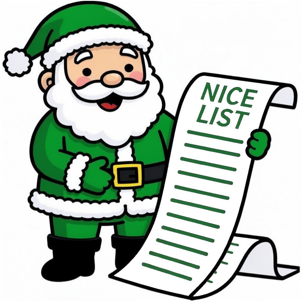 30 Custom Green Nice List Santa Personalized Address Labels