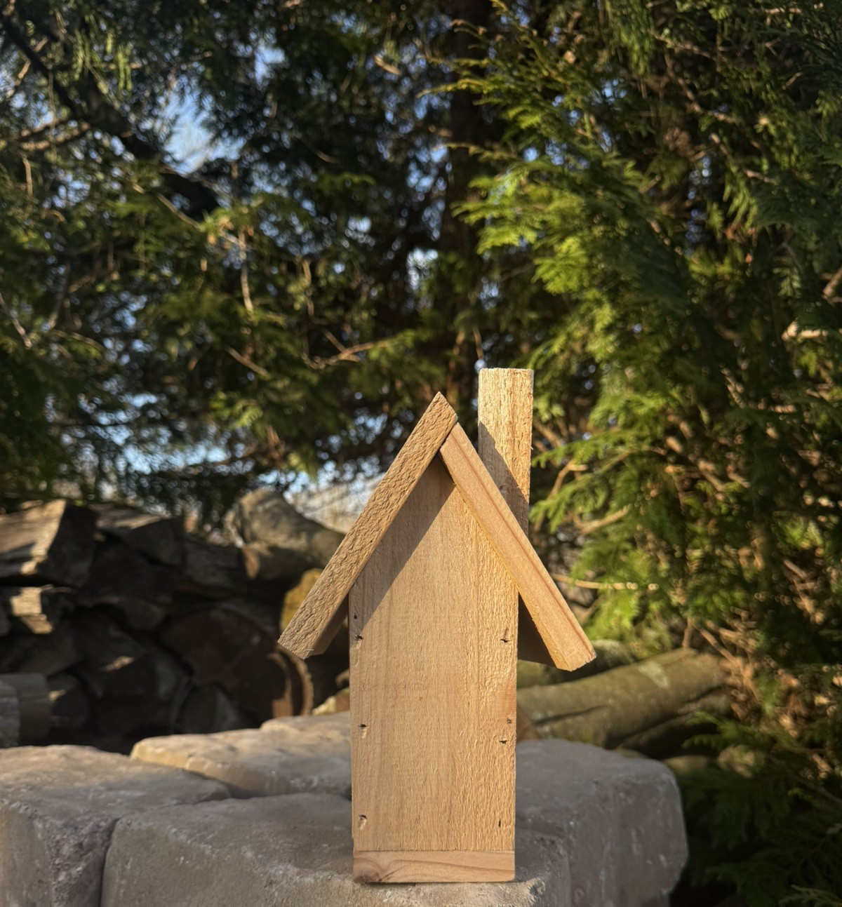 Handmade Cedar Birdhouse w/ Chimney Rustic Outdoor Wren Chickadee Nest Box