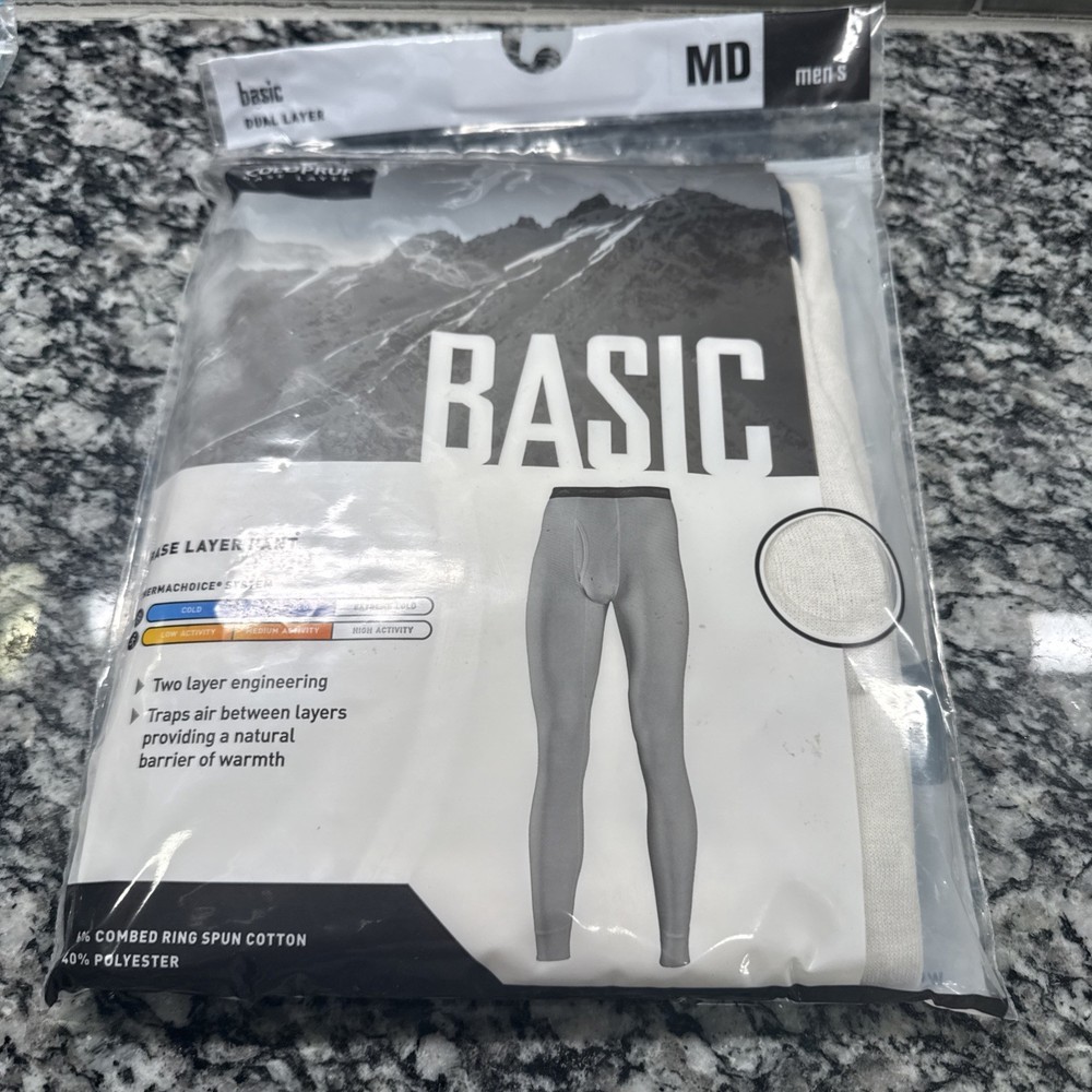 ColdPruf Men's Size Medium, Basic Base Daul Layer thermal leggings Winter White