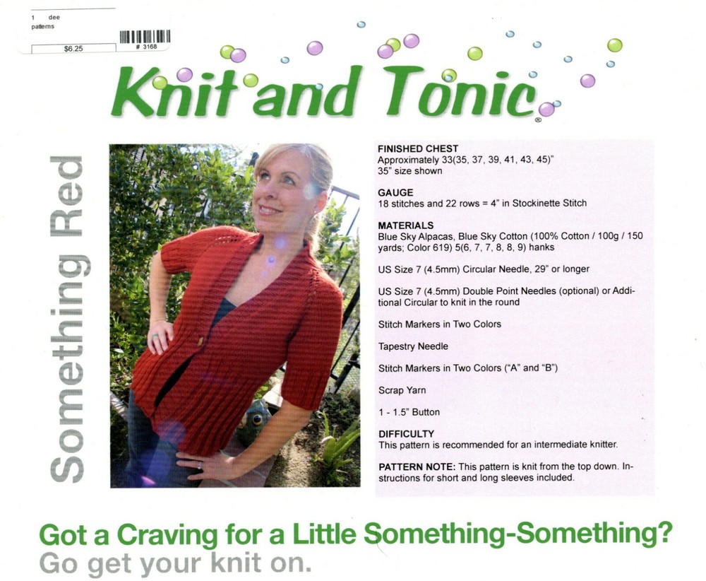 Knit & Tonic - Something Red Cardi Knitting Pattern - 33"-45" Intermediate Knit