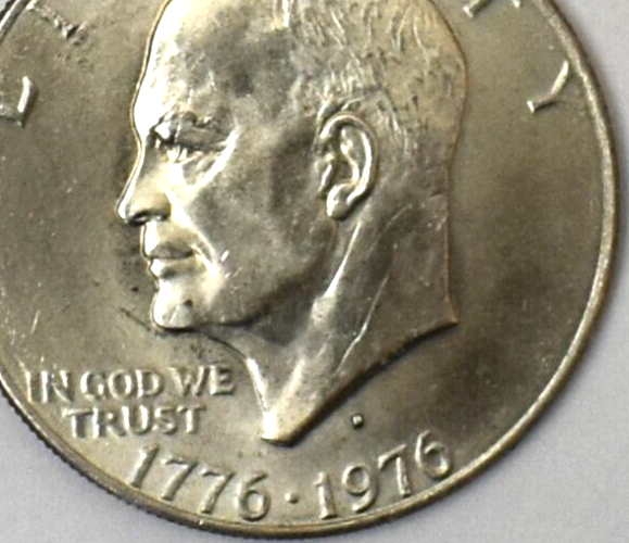 Bicentennial 1776-1975 Filled D Dual Date Eisenhour One Dollar Initials Error