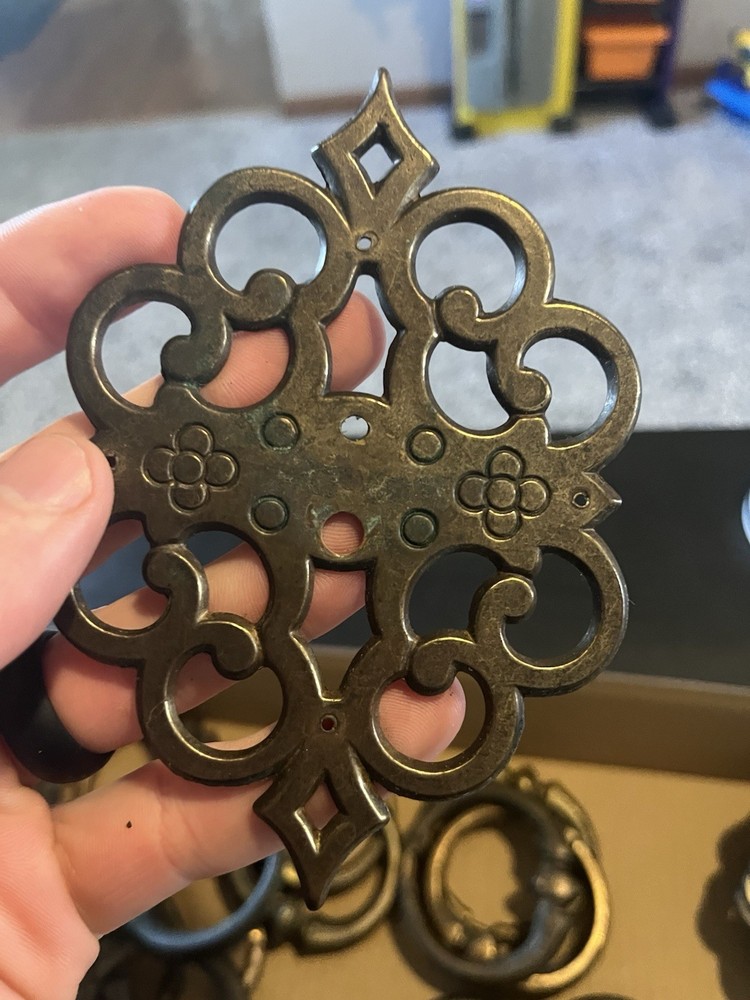 Vintage Nickel Plated Ring Pulls Decorative Cabinet Hardware Pulls