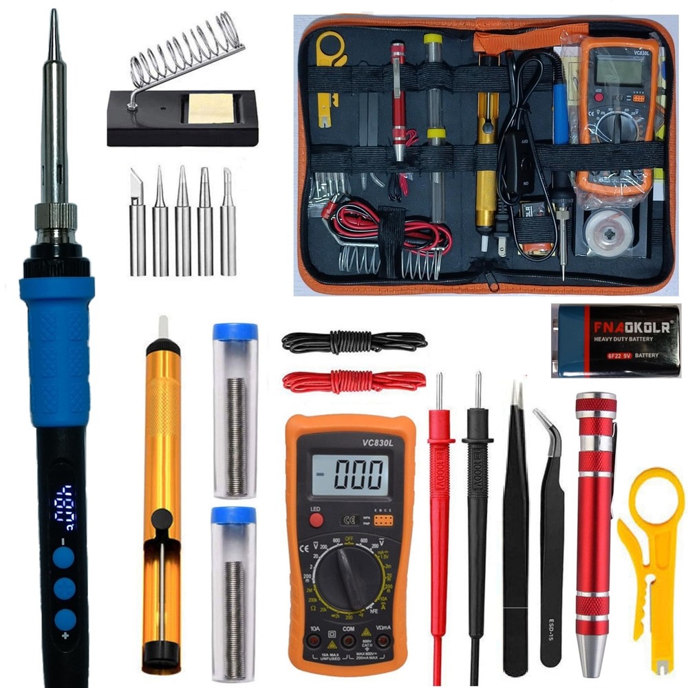 Soldering Iron Kit, LCD digital display, inner-heat, Adjustable Temperature S...