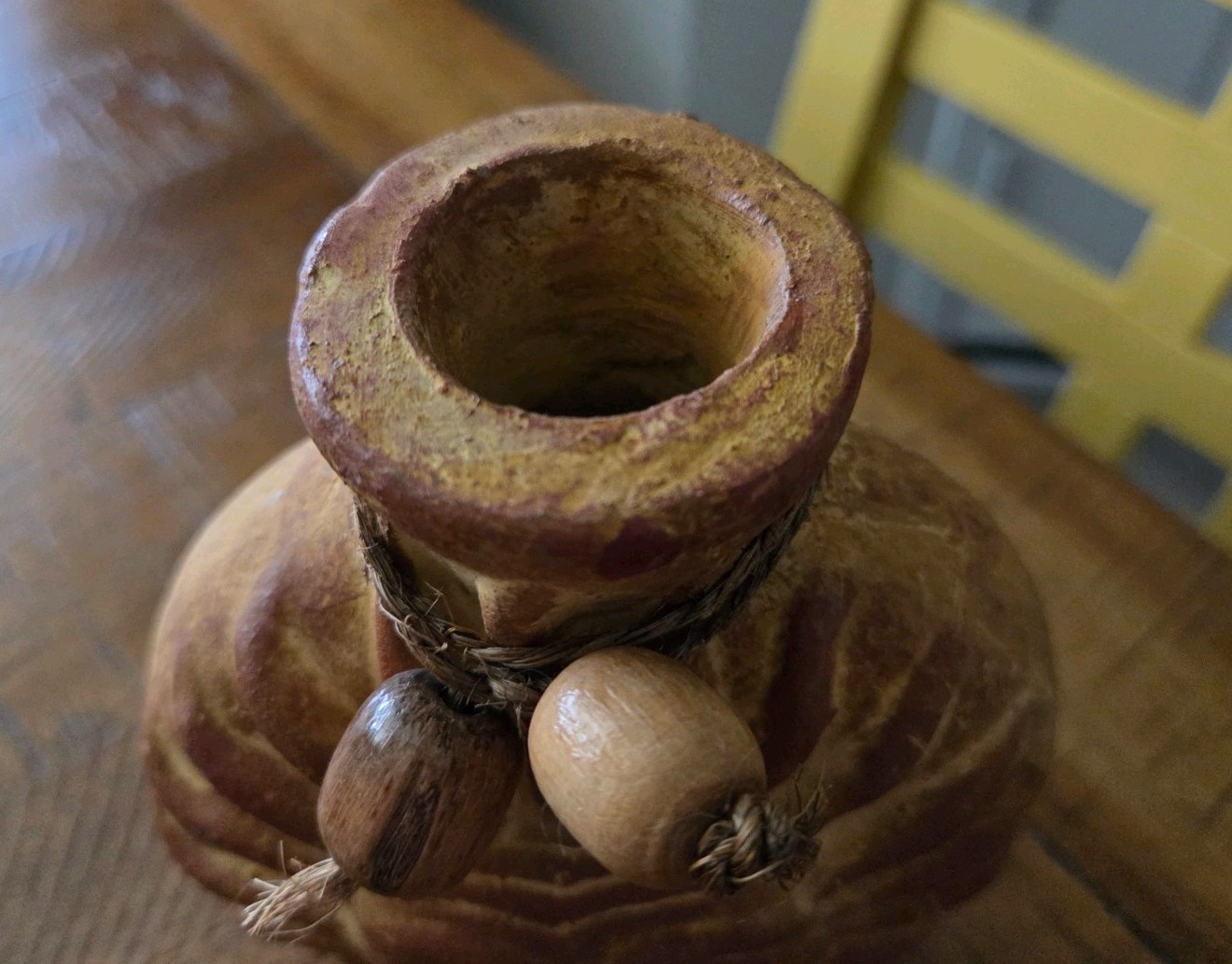 Mexican Folk Art Sun Face Celestial Vase Small Handmade Earth Tones