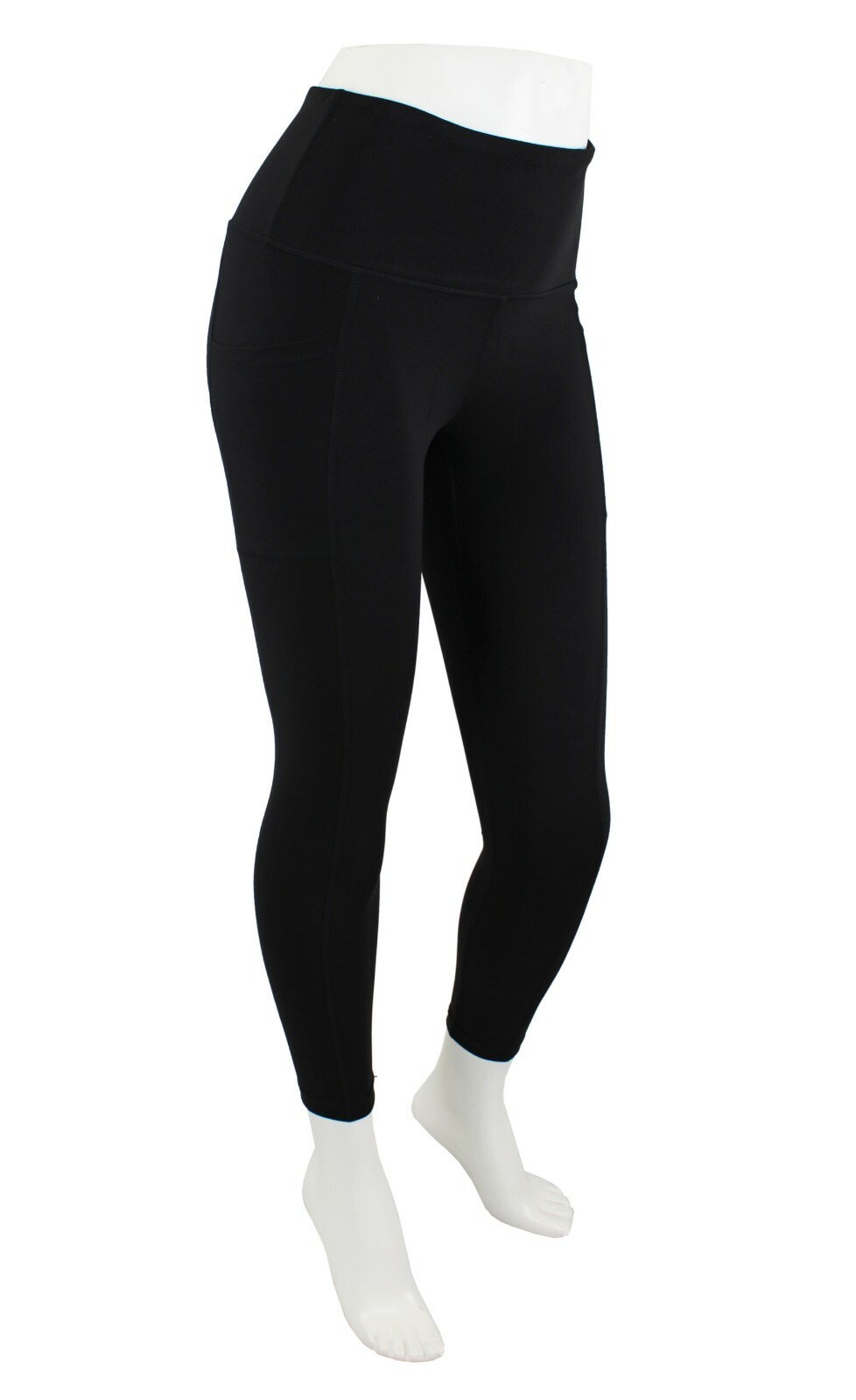 Yogalicious Lux Womens Yoga Legging Pants High Waist Side Pocket Black 7/8 Ankle