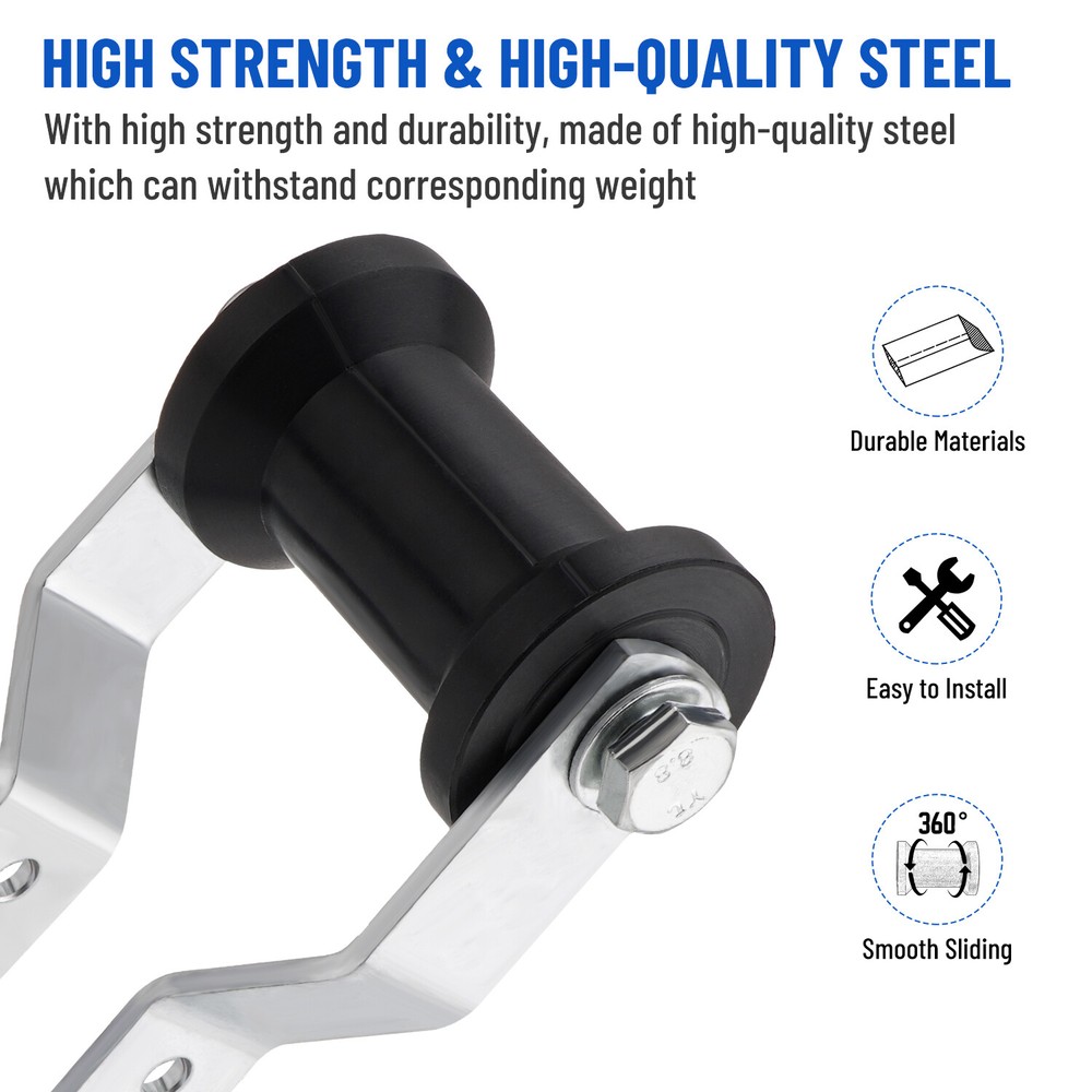 4" Adjustable Rubber Keel Roller with Panel Bracket Assembly for 2" Wide Tongue
