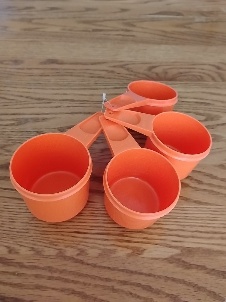 Vintage Tupperware Measuring Cups - Set of 4 - Orange - Stackable - Model # 766