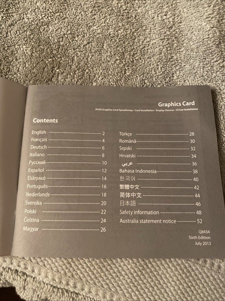 Asus Graphics Card Speed Setup Booklet; 2013