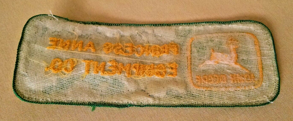 JOHN DEERE TRACTOR PATCH GREEN YELLOW PRINCESS ANNE EQUIPMENT RECTANGULAR USED.