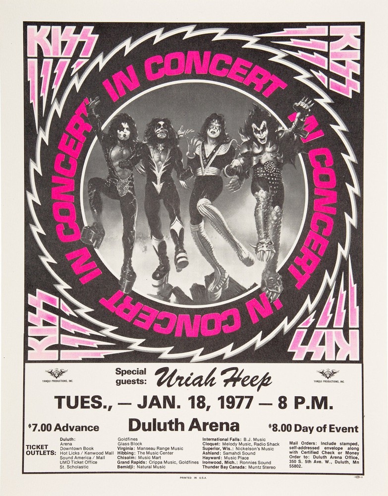 1977 KISS & URIAH HEEP Duluth MN 13 x 17 Reproduction Concert Poster