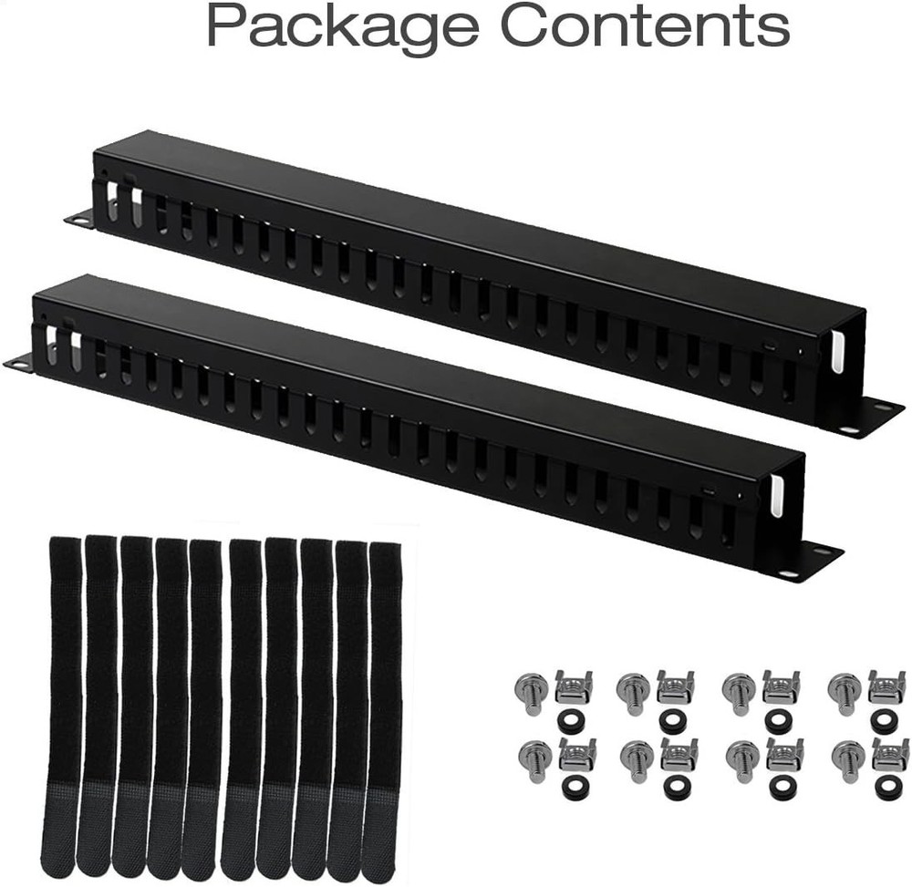 2-Pack 19 Inch 1U Cable Management Horizontal Cable Rack Mount Manager with m...