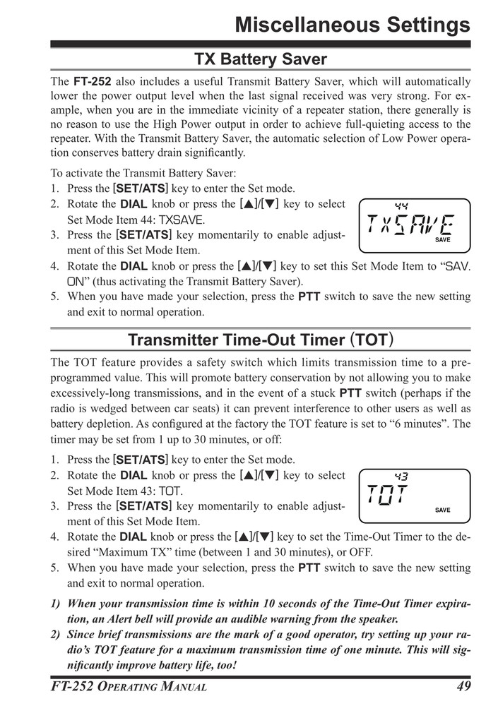Yaesu FT-252 — Operating Manual Guide Documentation — 68 Pg — Half Size 5.5x8.5