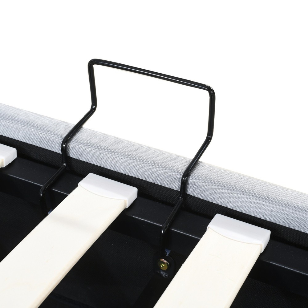 Twin Size Upholstered Platform Bed Frame w/ Hydraulic Storage System Gray