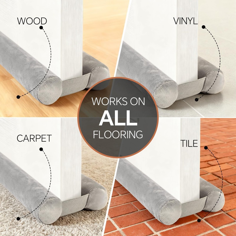 Adjustable Under Door Draft Stopper 30"-36"Double Side Block Design Windproof
