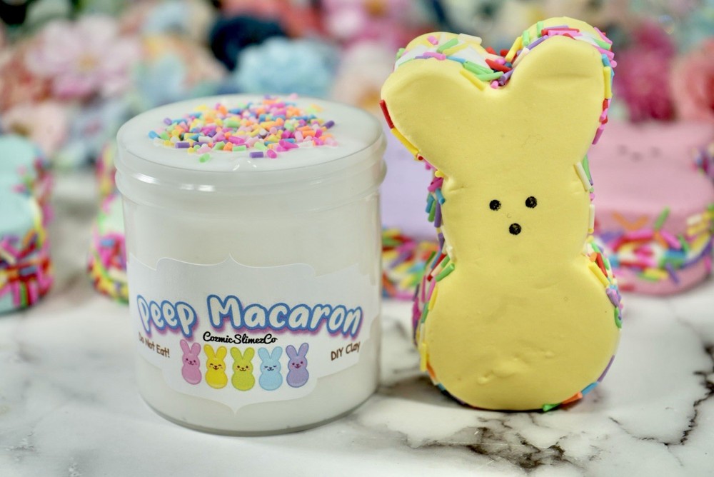 Peep Macaron Thick & Glossy Slime DIY Clay, Easter Theme, Scented, ASMR