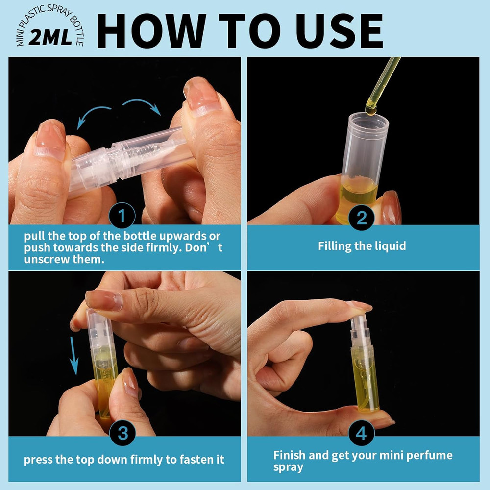 Mini Spray Bottle, 60PCS 2Ml Mini Clear Plastic Spray Bottle Empty, Fine Mist...