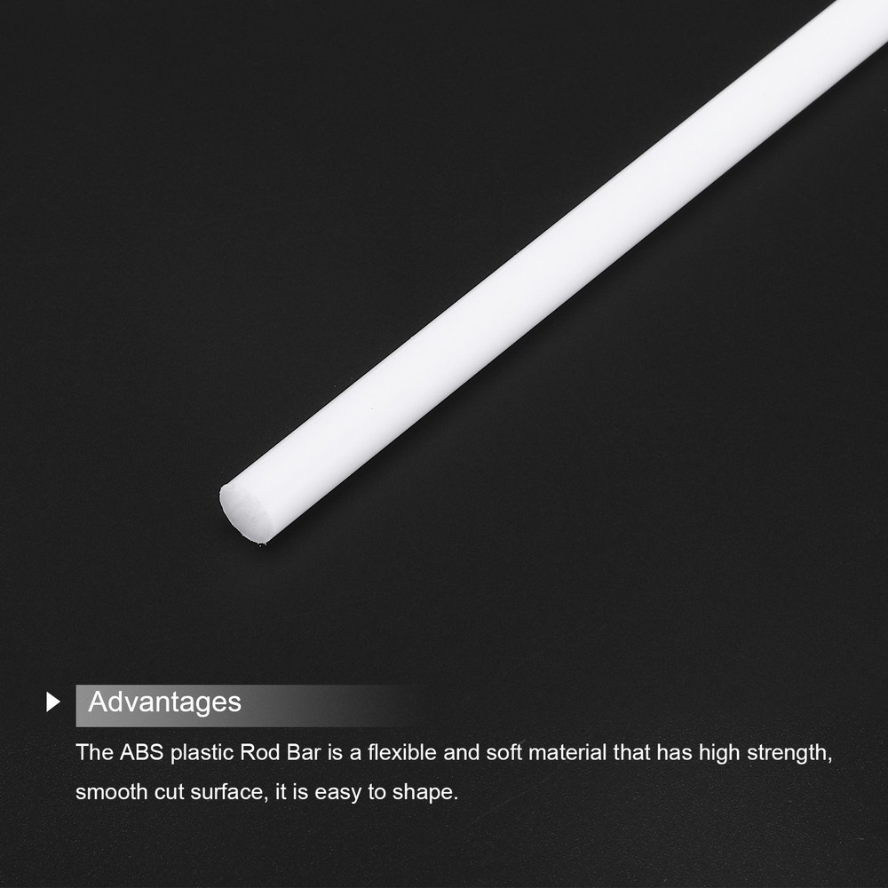 4Pcs ABS Plastic Rods, Diameter 8mm Length 400mm White Stick Solid Bar