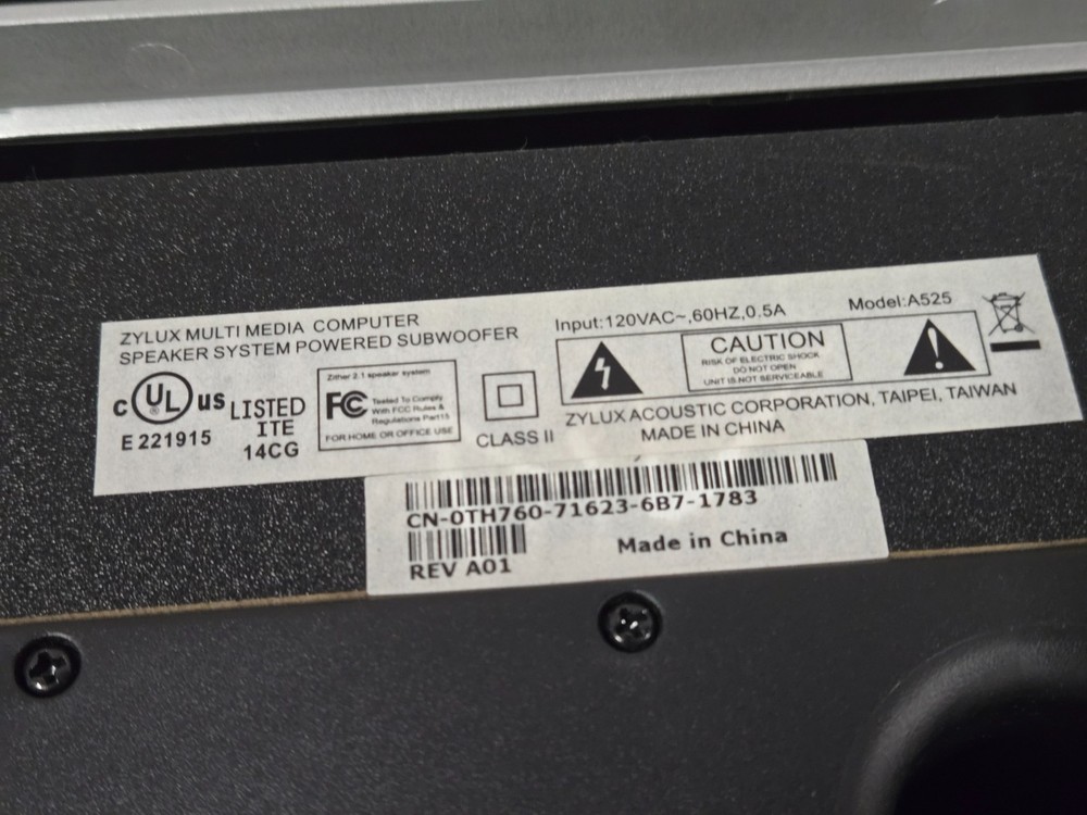 Dell A525 Zylux Multimedia Computer Powered Subwoofer (Sub Only)