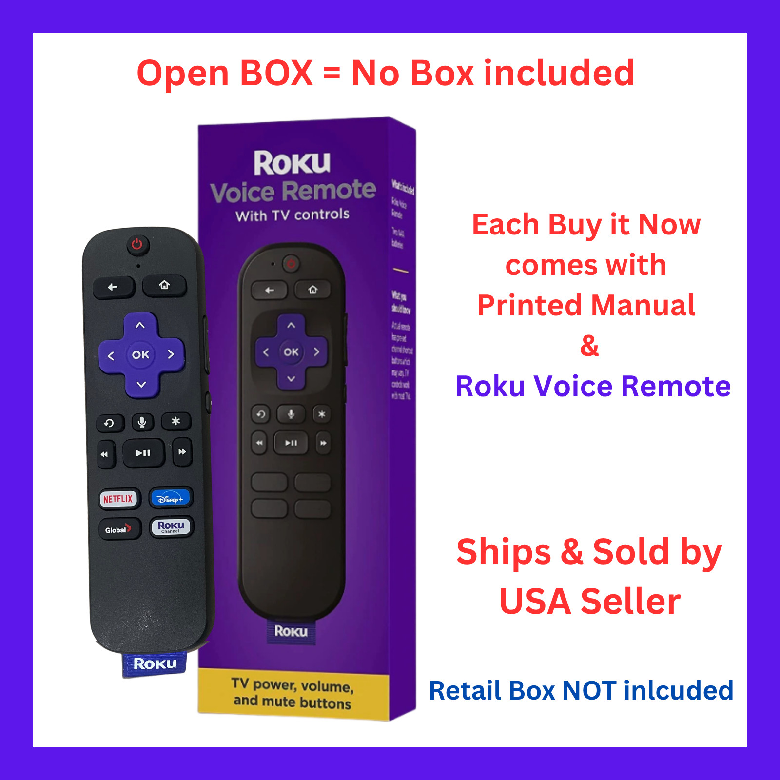 Roku Voice Remote-Compatible with All Roku Models (Channel Shortcuts Vary)