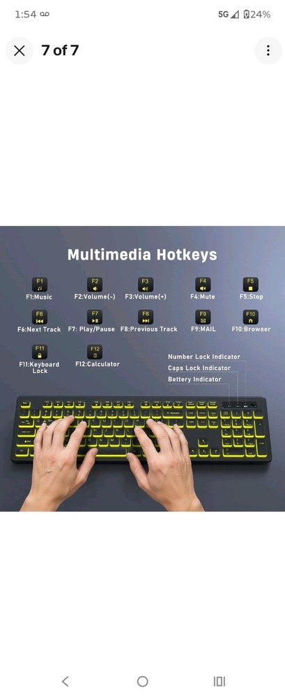 Backlit Wireless Keyboard, 2.4G Silent Wireless Light Up Keyboard, Full Size ...