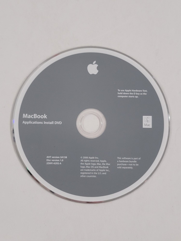 MacBook Application Install DVD - Disc Version 1 - Version 3A158 - 2Z691-6292-A