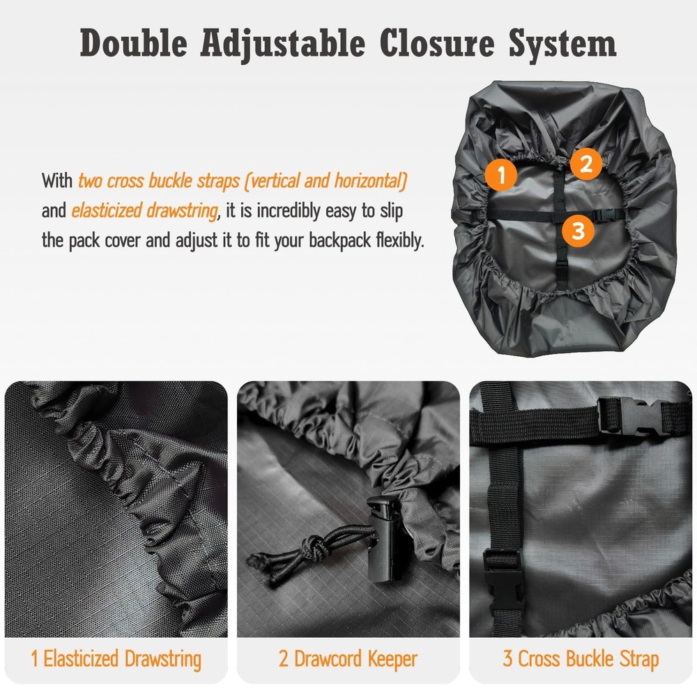 Waterproof Backpack Rain Cover with Adjustable Closure for Hiking & Camping