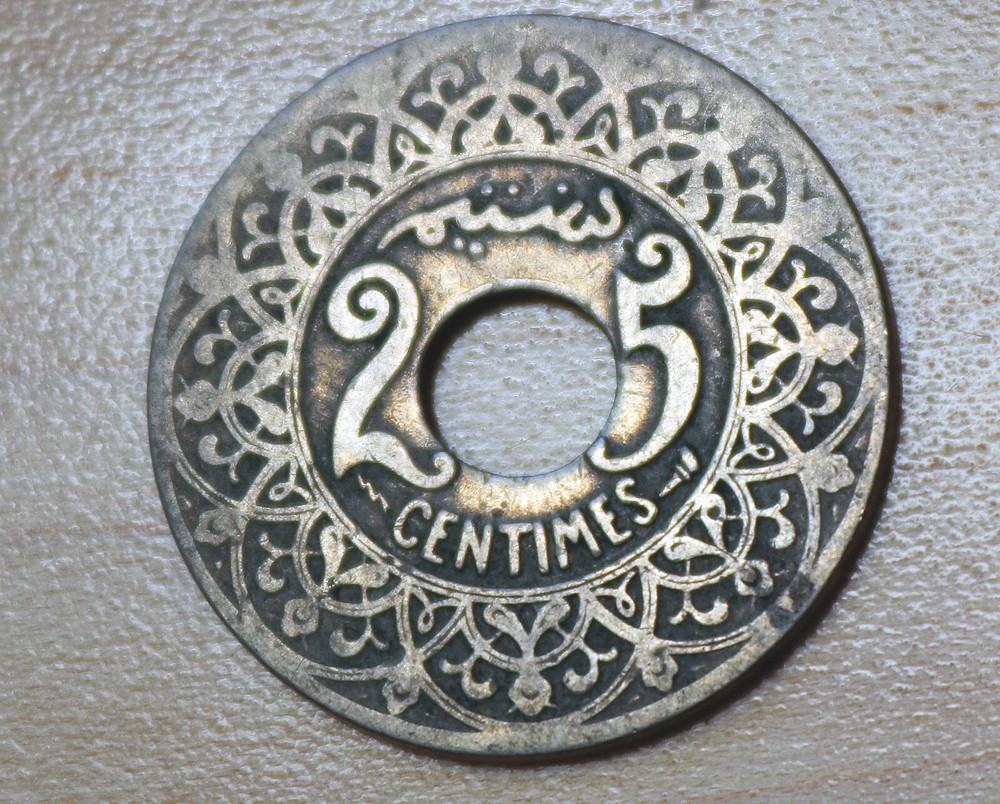 1924 Morocco 25 Centimes Y# 34.3