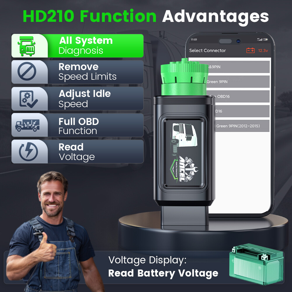 Diesel HOBD Scanner Heavy Duty Truck Code Reader Remove Speed Limit Diagnostic