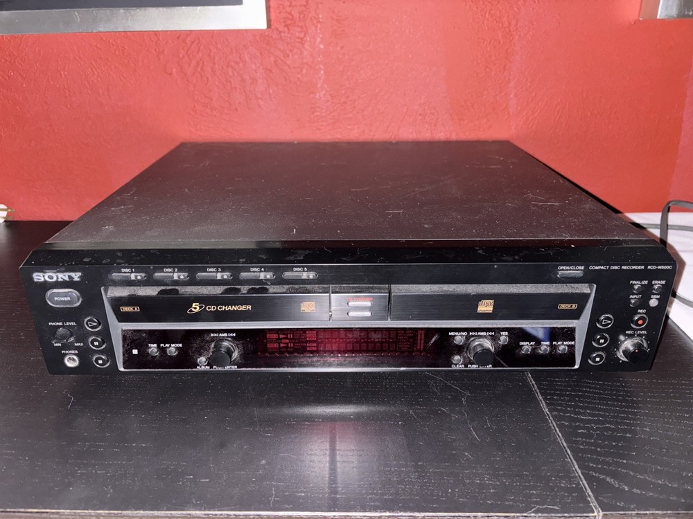 Sony RCD-W500C 5-CD Changer Recorder –Untested Turns On