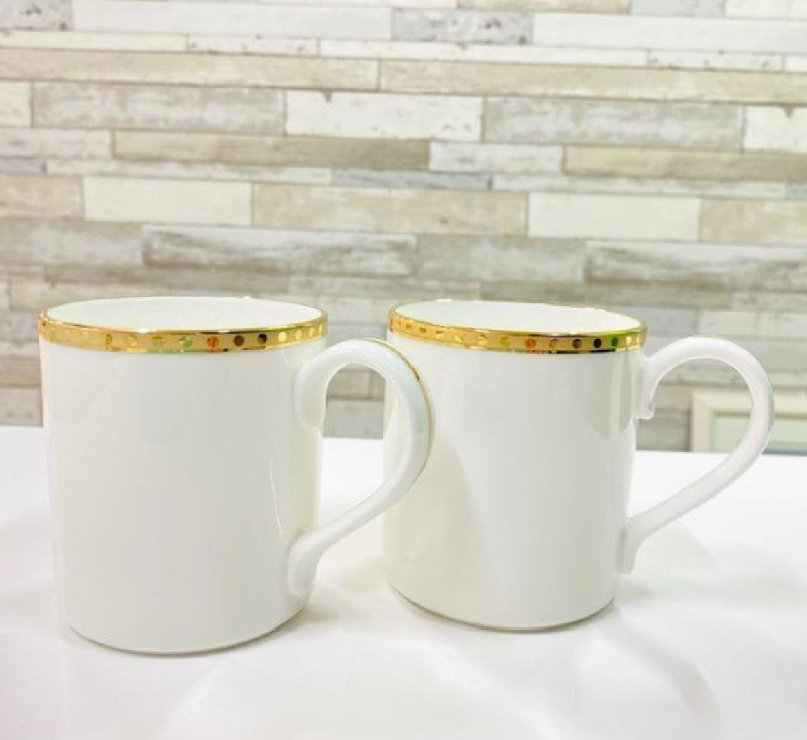 Tiffany & Co Gold Band Mug Cup 2 Pieces Pair Set With Box New