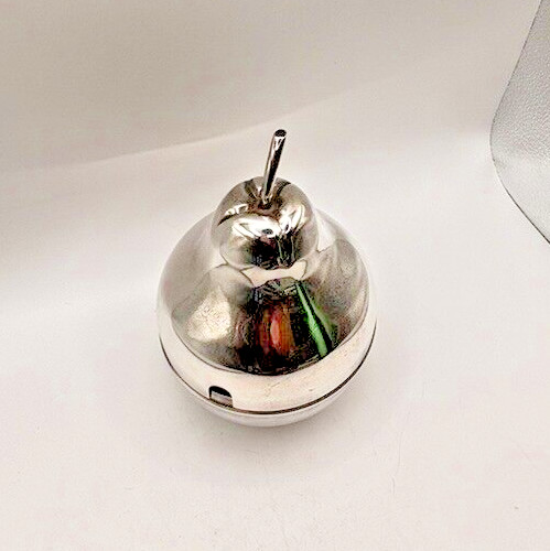 De Uberti Pear Lidded Silverplate Condiment Dish Server 6" VTG 1960s MCM