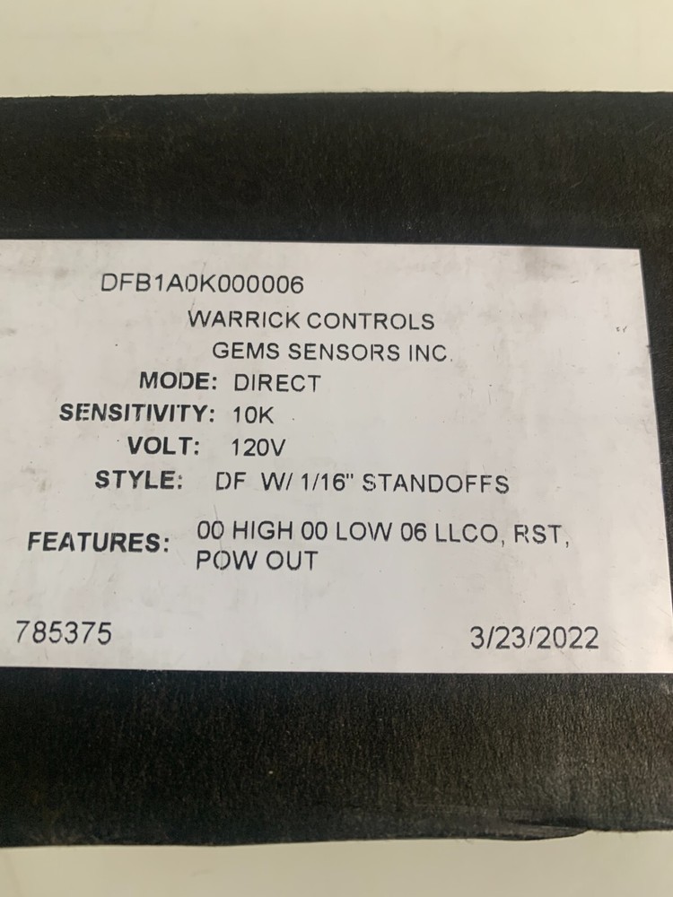 WARRICK CONTROLS LEVEL CONTROL 6 SEC TIME DELAY DFB1AOK000006